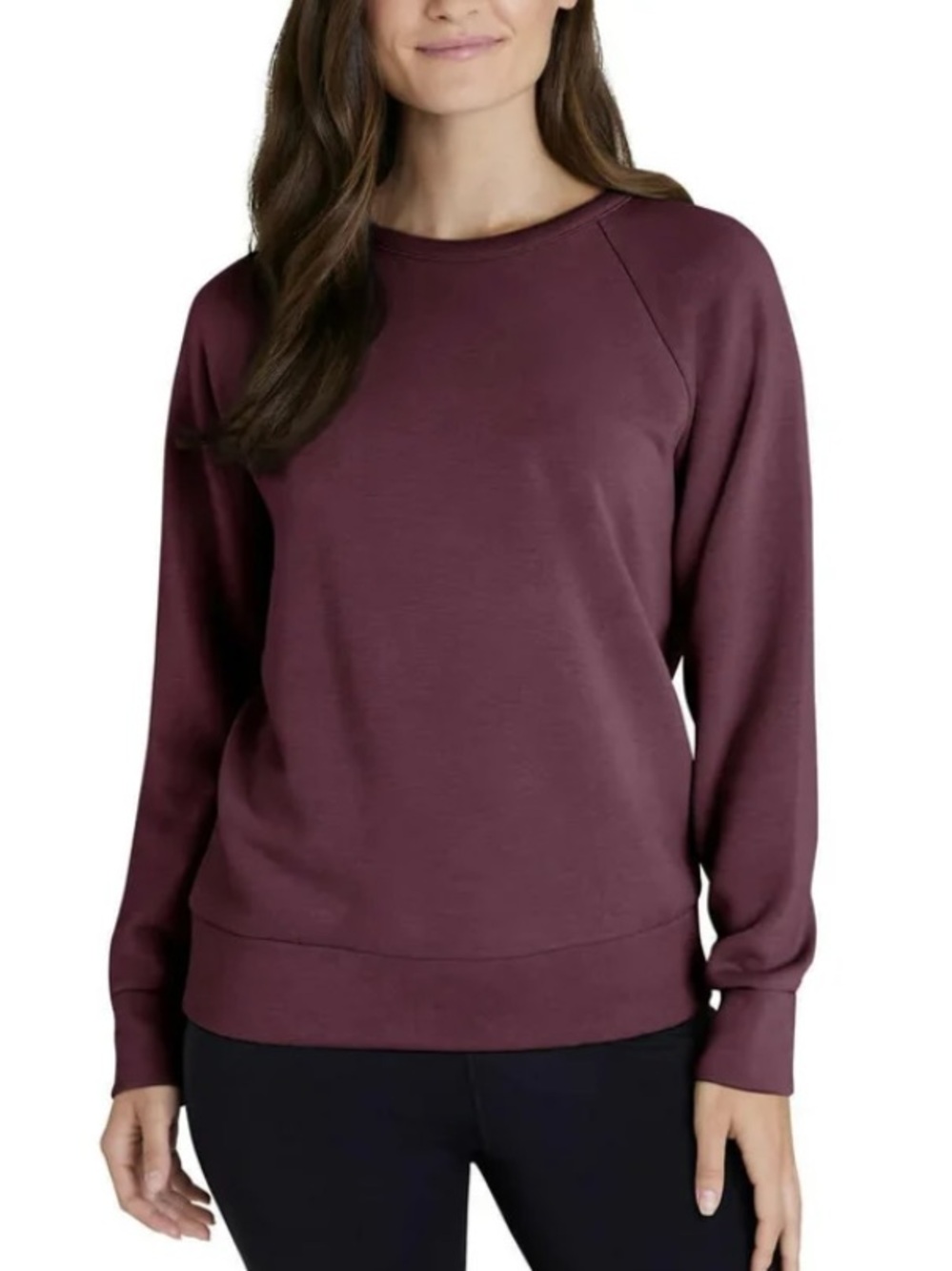 Eddie Bauer Women's Crew Neck Plum Purple Raglan Crewneck Sweatshirt XXL Soft